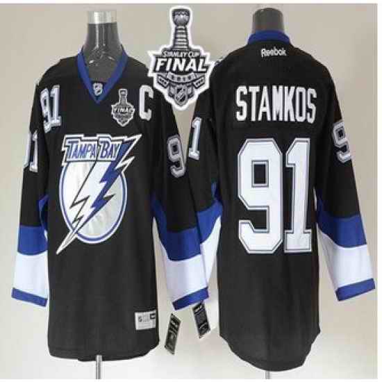 Tampa Bay Lightning #91 Steven Stamkos Black 2015 Stanley Cup Stitched NHL Jersey